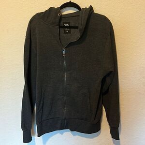 Mens Gray Hoodie - Dark - Like New Zip Up Sweater - Medium